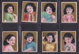 Cigarette cards, Chinese selection, 7 sets Hwa Ching Chinese Beauties (10 cards, both standard and M