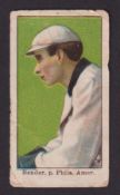 Cigarette card, USA, Peoples Tobacco Co Ltd, Baseball Players, T216, type card, Bender, p. Phila.