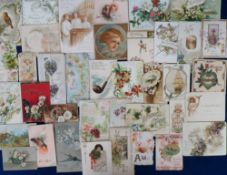 Greetings Cards, approx. 400 mainly Victorian greetings cards. A very pretty selection featuring