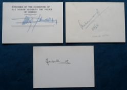 Autographs, Royalty, 3 autographs to comprise Prince Rainier III de Monaco Grimaldi (1923-2005)