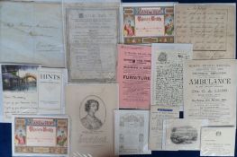 Ephemera, a selection of approx. 70 pieces of 18th and 19thC paperwork (+ a few early 20thC) to