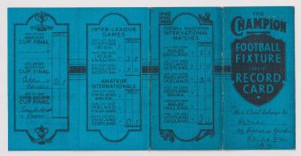 Trade issue, Amalgamated Press, The Champion Football Fixture & Record Card, 1936/37 with