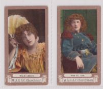 Cigarette cards, Churchman, Actresses 'FROGA A', two type cards, Millie Lindon no 17 and Miss St Cyr