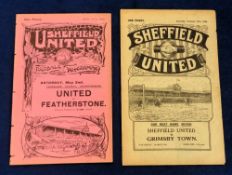 Football programmes, Sheffield United Reserves v Burnley Reserves, two programmes, 25 April 1925 (
