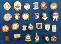 Football badges, a collection of 25 enamel football badges, 1960's onwards inc. Leeds United,