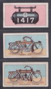 Cigarette cards, Golds Ltd, Motor Cycle Series, (grey back, numbered), 3 cards, nos 5, 10 & 17 (some