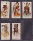 Cigarette cards, USA, Allen & Ginter Celebrated Indian Chiefs, 5 cards, Black Hawk, Man & Chief