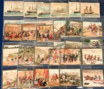 Trade cards, Huntley & Palmers, three sets, Biscuits in Various Countries (12 cards), Scenes with