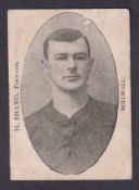 Trade card, Barratt's, Footballers, 'M' size, H & S, picture in oval, type card, H Shand, Forward