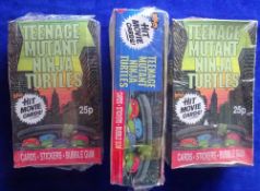 Trade cards, Topps, 3 unopened retail boxes, Teenage Mutant Ninja Turtles c1990 still sealed in