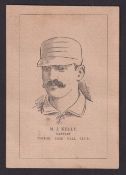 Cigarette card, USA, Diamond 'S' Cigars, Boston Baseball Club, type card, M J Kelly, Captain (some