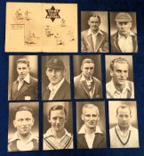 Trade cards, Amalgamated Press, Stars of the Test Matches, (set, 10 cards) all with postcard backs