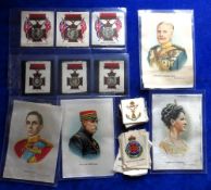 Tobacco silks, small collection including P size BDV silk Celebrities (7), flags (7), VC Heroes (7),