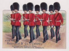 Trade card, USA, Arbuckle & Co, Die-cut advertising card showing Grenadier Guards, 'L' size (name
