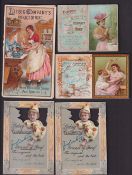 Trade cards, Liebig, 5 advertising cards, Calendars for 1896 (gd) & 1897 (slightly marked), two