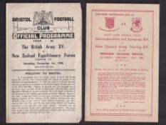 Rugby programmes, two programmes, The British Army XV v New Zealand Expeditionary Forces, 1st