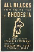 Rugby programme, Rhodesia v New Zealand, 30 July 1949, 68 page souvenir programme issued by the
