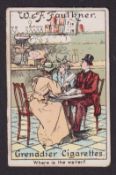 Cigarette card, Faulkner's, Puzzle Series (Grenadier Cigarettes), type card, Where is the waiter? (