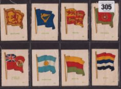 Tobacco silks, Muratti, Flags, Series 'E' (48-72), green backs, 'M' size (24 silks) (sl staining