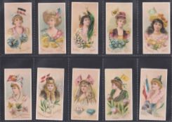 Cigarette cards, South America, H. Bastos & Co (Brazil), National Flags & Flower Girls, 21 different