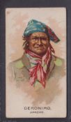 Cigarette cards, USA, Allen & Ginter Celebrated Indian Chiefs, type card, Geronimo (small mark on