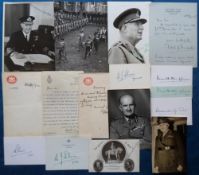 Autographs, Military, a selection of 15 autographs to include Mountbatten of Burma, Viscount