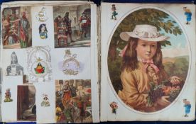 Victorian Scrap Books, 5 books containing a selection of scraps and greetings cards to include