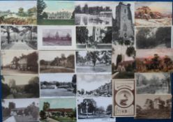 Postcards, Surrey, a collection of approx. 96 cards, with printed cards of towns, villages and