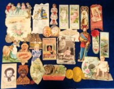 Trade cards, USA, a collection of approx. 25 Novelty die-cut and bookmark cards, mostly 1890/1900's,