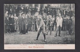 Golf postcard, Valentine's Famous Golfers Series, printed card showing Tom Morris, Harry Vardon,