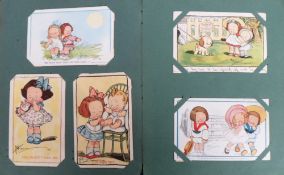 Postcards, Children, a vintage album of approx. 130 illustrated cards of children, artists include