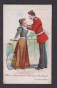 Cigarette card, Whale & Co, Conundrums, type card, 'What is the Soldiers Definition of a Kiss' (sl