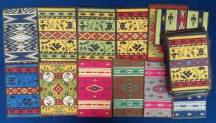 Tobacco felts, ATC, Miniature Indian Blankets, large size, 12 different designs plus 26 colour