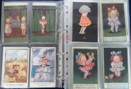 Postcards, a large collection of approx. 312 illustrated comic and children cards in modern album.