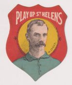 Cigarette card, C.D. Fothergill, Football Shields, 'M' size, type card, 'Play Up St Helens' with