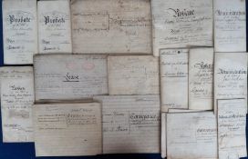 Deeds, Documents and Indentures Assorted, 90 mixed velum and paper documents 1726-1984 mainly