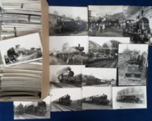 Steam Locomotives, Photographs, approx. 700 postcard sized b/w images all annotated to the