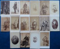 Photographs, a military collection of 16 Carte de Visite photographs (cdv) of soldiers in uniform