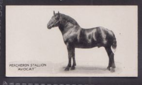 Cigarette card, Taddy, Famous Horses & Cattle, type card, no 25, Percheron Stallion, 'Avocat' (