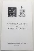 Rugby programme, South America v South Africa, 18 Oct 1980 scarce match programme from the match