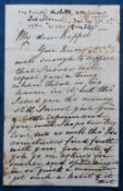 Autograph, a signed hand written letter from Princess Charlotte to George Keppel, who became the 6th