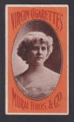 Cigarette card, Japan, Murai Bros, Beauties (Japanese lettering to back), type card, portrait in