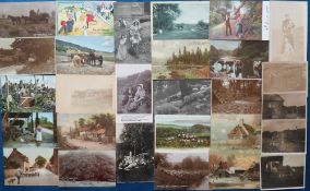 Postcards, Rural, approx. 80 early cards showing farm scenes, farm workers, cattle, sheep, horses,