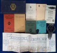 Motoring, a 1939-40 AA club presentation box containing booklets entitled 'Caravan & Camp Sites', '