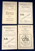 Football programmes, Burnley home Reserve programmes, four programmes v Sheffield Wednesday Res 29