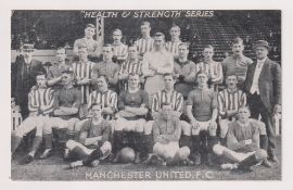 Football postcard, Manchester United, Heath & Strength Series, b/w printed card showing squad &