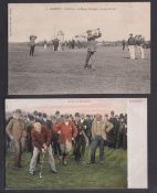 Golf postcards, two printed cards, one b/w showing A. Massy French champion at Biarritz by