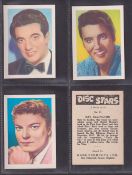 Trade cards, Kane Products, Disc Stars (set XL50 cards) includes Elvis Presley, Frank Sinatra etc (