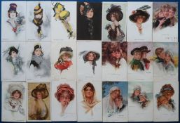 Postcards, Glamour, a glamour and romance selection of approx. 91 cards, inc. Harrison Fisher,