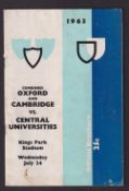 Rugby programme, Central Universities (South Africa) v Combined Oxford and Cambridge Universities,